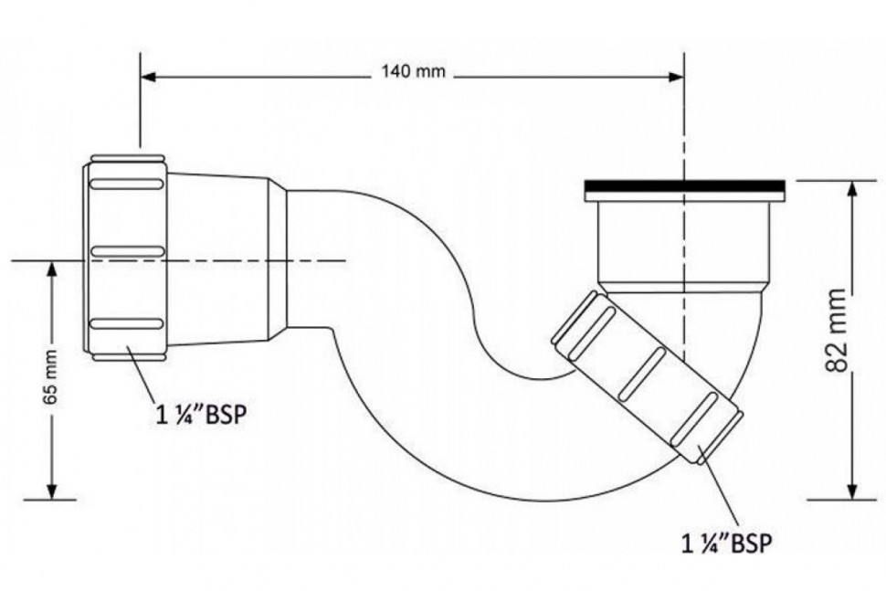 Сифон P-образный для ванны 1 1/4"х32 без выпуска McAlpine MRB6-32